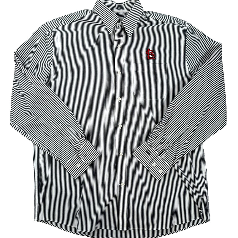 St. Louis Cardinals Cutter & Buck Button Down Shirt Men's Large Gray Stripe